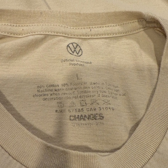 Tan Short Sleeve Tee with Vintage VW Design - Picture 3 of 3